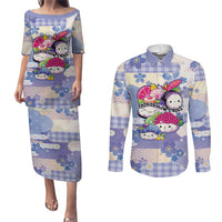 Personalized Japanese Kawaii Sushi Couples Matching Puletasi and Long Sleeve Button Shirt Blue Wagara Palaka This Is How I Roll