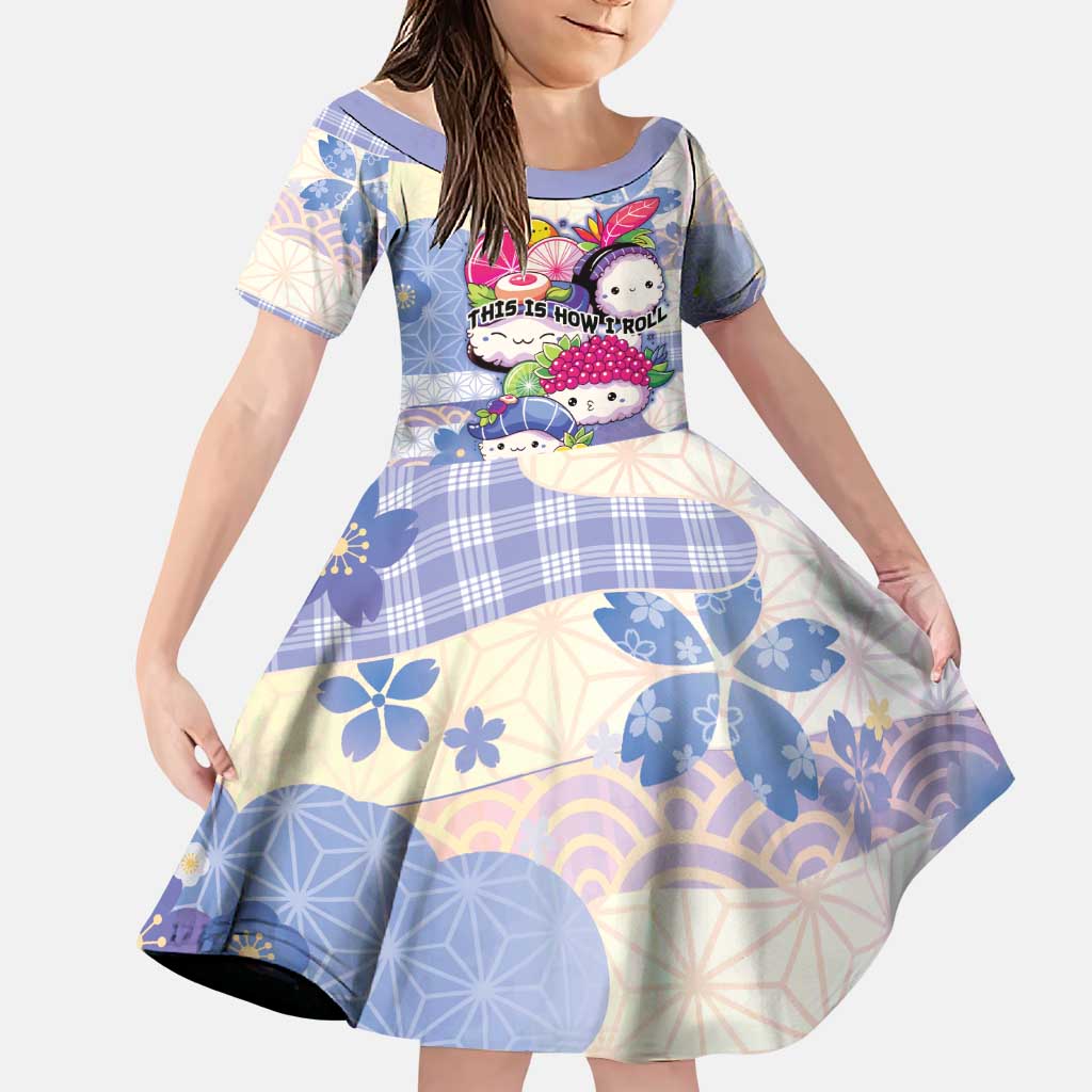 Personalized Japanese Kawaii Sushi Family Matching Off Shoulder Maxi Dress and Hawaiian Shirt Blue Wagara Palaka This Is How I Roll