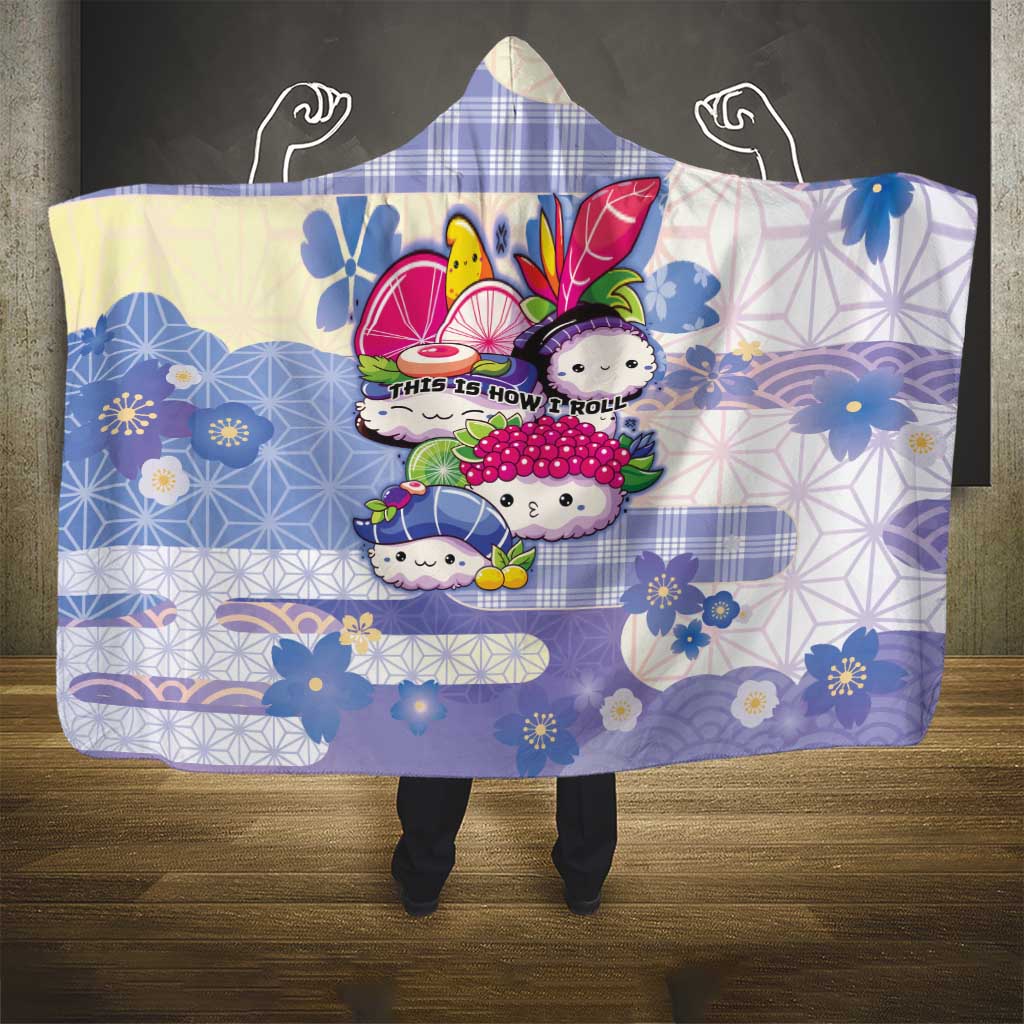 Japanese Kawaii Sushi Hooded Blanket Blue Wagara Palaka This Is How I Roll LT9 - Polynesian Pride