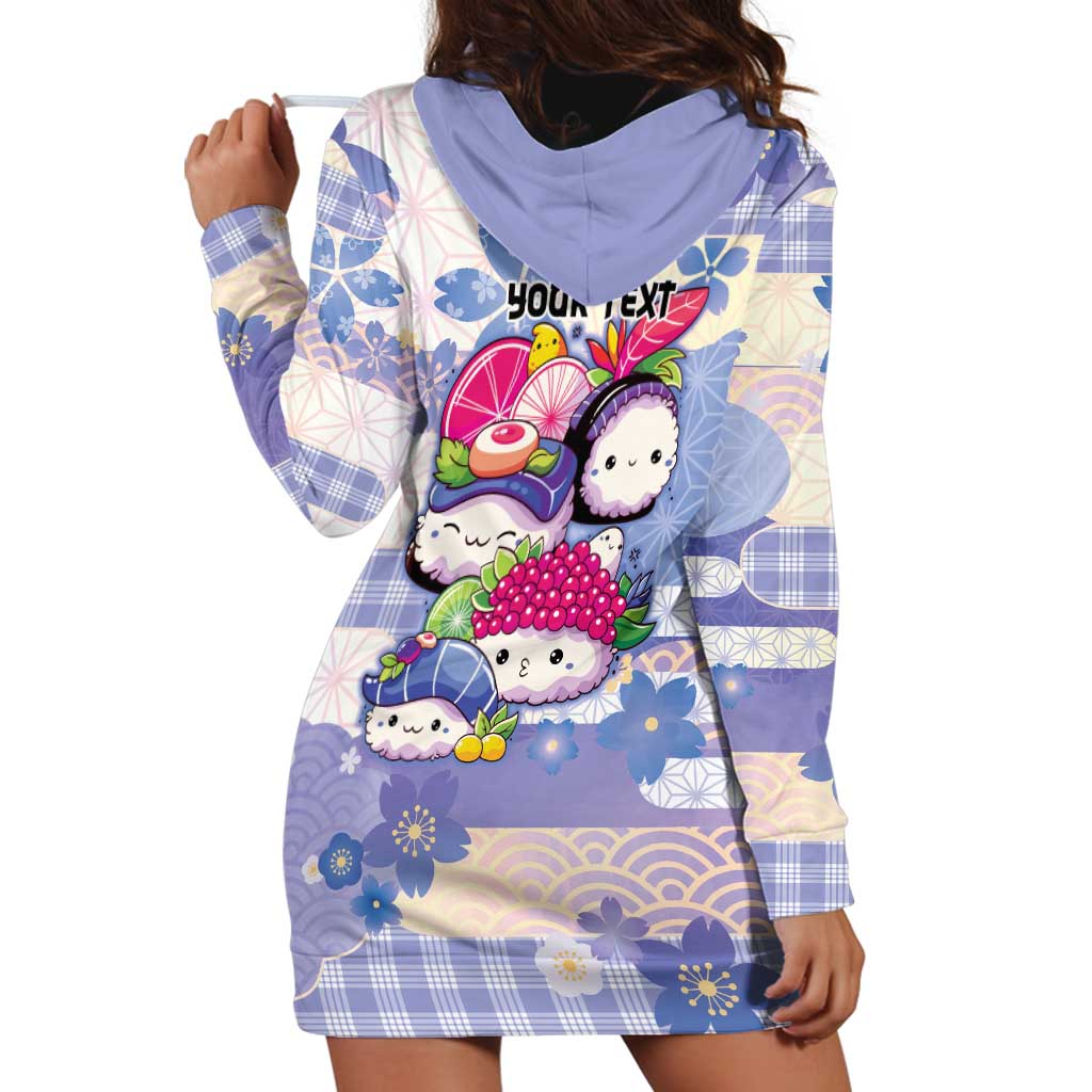 Personalized Japanese Kawaii Sushi Hoodie Dress Blue Wagara Palaka This Is How I Roll