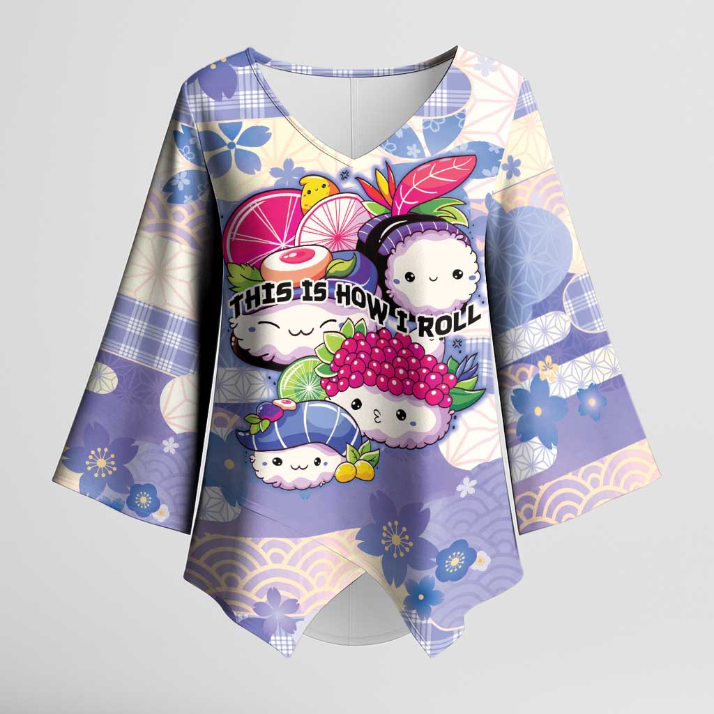Personalized Japanese Kawaii Sushi Kimono Sleeve Blouse Blue Wagara Palaka This Is How I Roll