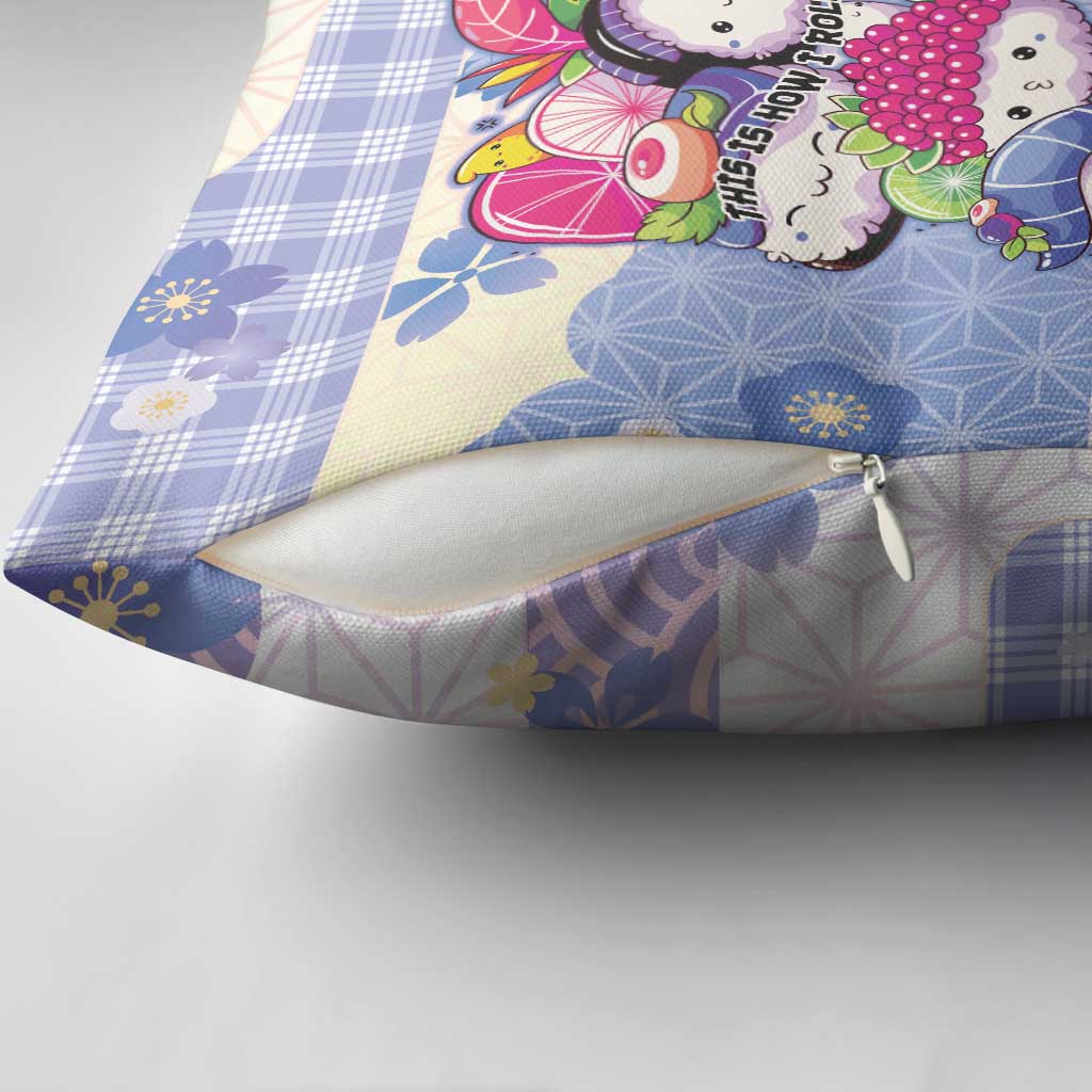 Japanese Kawaii Sushi Pillow Cover Blue Wagara Palaka This Is How I Roll LT9 - Polynesian Pride