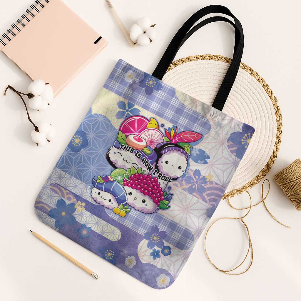 Japanese Kawaii Sushi Tote Bag Blue Wagara Palaka This Is How I Roll