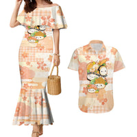 Personalized Japanese Kawaii Sushi Couples Matching Mermaid Dress and Hawaiian Shirt Peach Wagara Palaka This Is How I Roll LT9 Peach - Polynesian Pride
