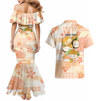 Personalized Japanese Kawaii Sushi Couples Matching Mermaid Dress and Hawaiian Shirt Peach Wagara Palaka This Is How I Roll LT9 - Polynesian Pride