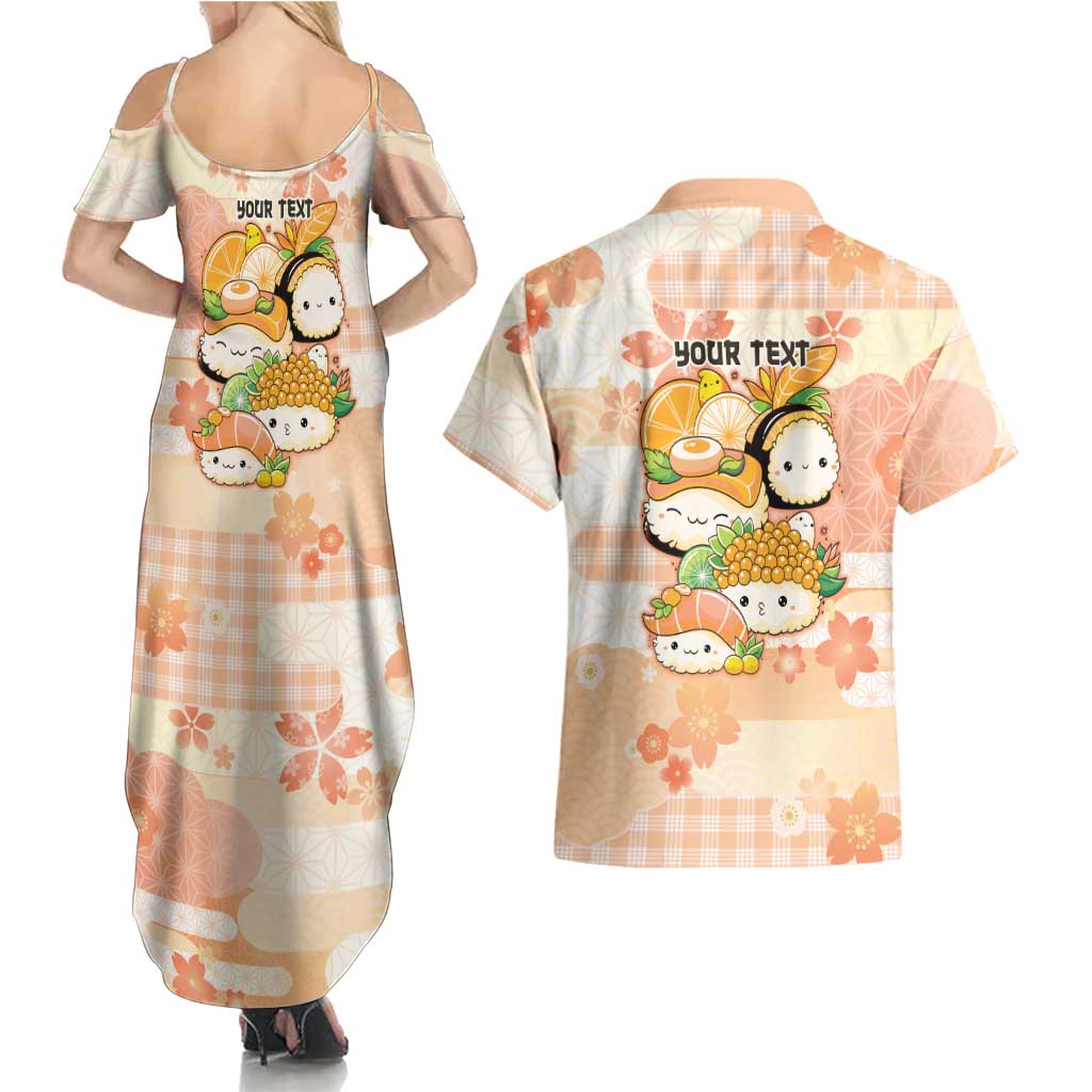 Personalized Japanese Kawaii Sushi Couples Matching Summer Maxi Dress and Hawaiian Shirt Peach Wagara Palaka This Is How I Roll LT9 - Polynesian Pride