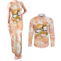 Personalized Japanese Kawaii Sushi Couples Matching Tank Maxi Dress and Long Sleeve Button Shirt Peach Wagara Palaka This Is How I Roll