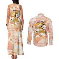 Personalized Japanese Kawaii Sushi Couples Matching Tank Maxi Dress and Long Sleeve Button Shirt Peach Wagara Palaka This Is How I Roll