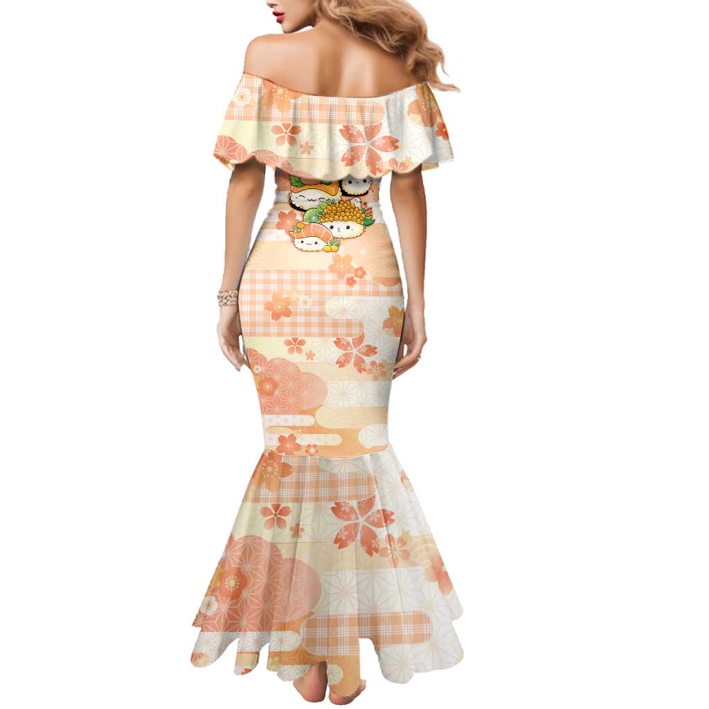 Personalized Japanese Kawaii Sushi Family Matching Mermaid Dress and Hawaiian Shirt Peach Wagara Palaka This Is How I Roll