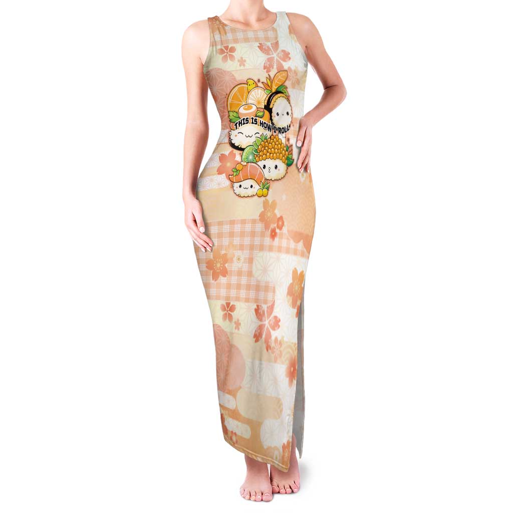 Personalized Japanese Kawaii Sushi Family Matching Tank Maxi Dress and Hawaiian Shirt Peach Wagara Palaka This Is How I Roll