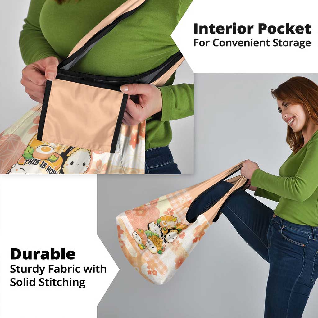 Japanese Kawaii Sushi Grocery Bag Peach Wagara Palaka This Is How I Roll LT9 - Polynesian Pride