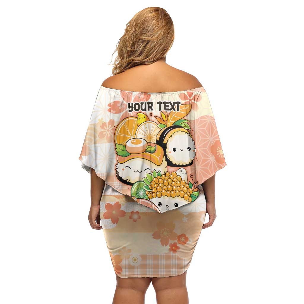 Personalized Japanese Kawaii Sushi Off Shoulder Short Dress Peach Wagara Palaka This Is How I Roll