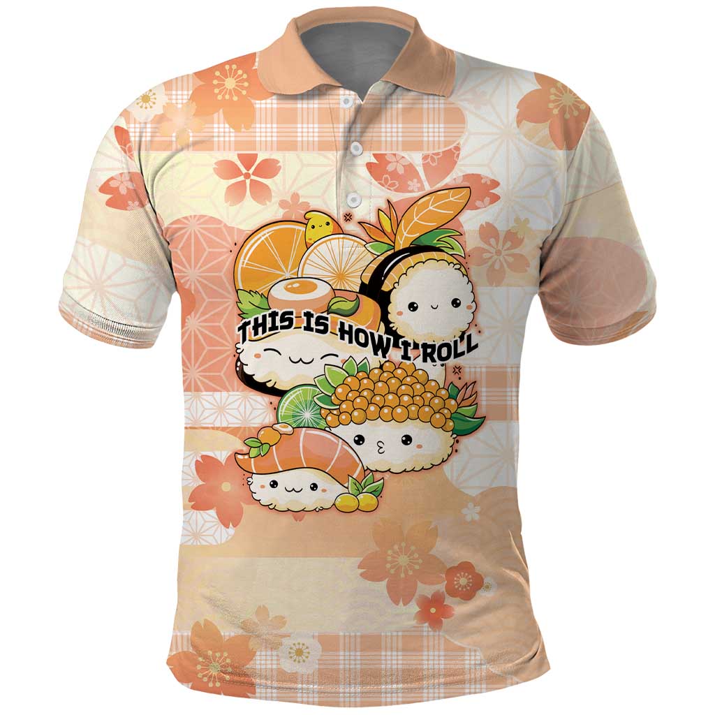 Personalized Japanese Kawaii Sushi Polo Shirt Peach Wagara Palaka This Is How I Roll