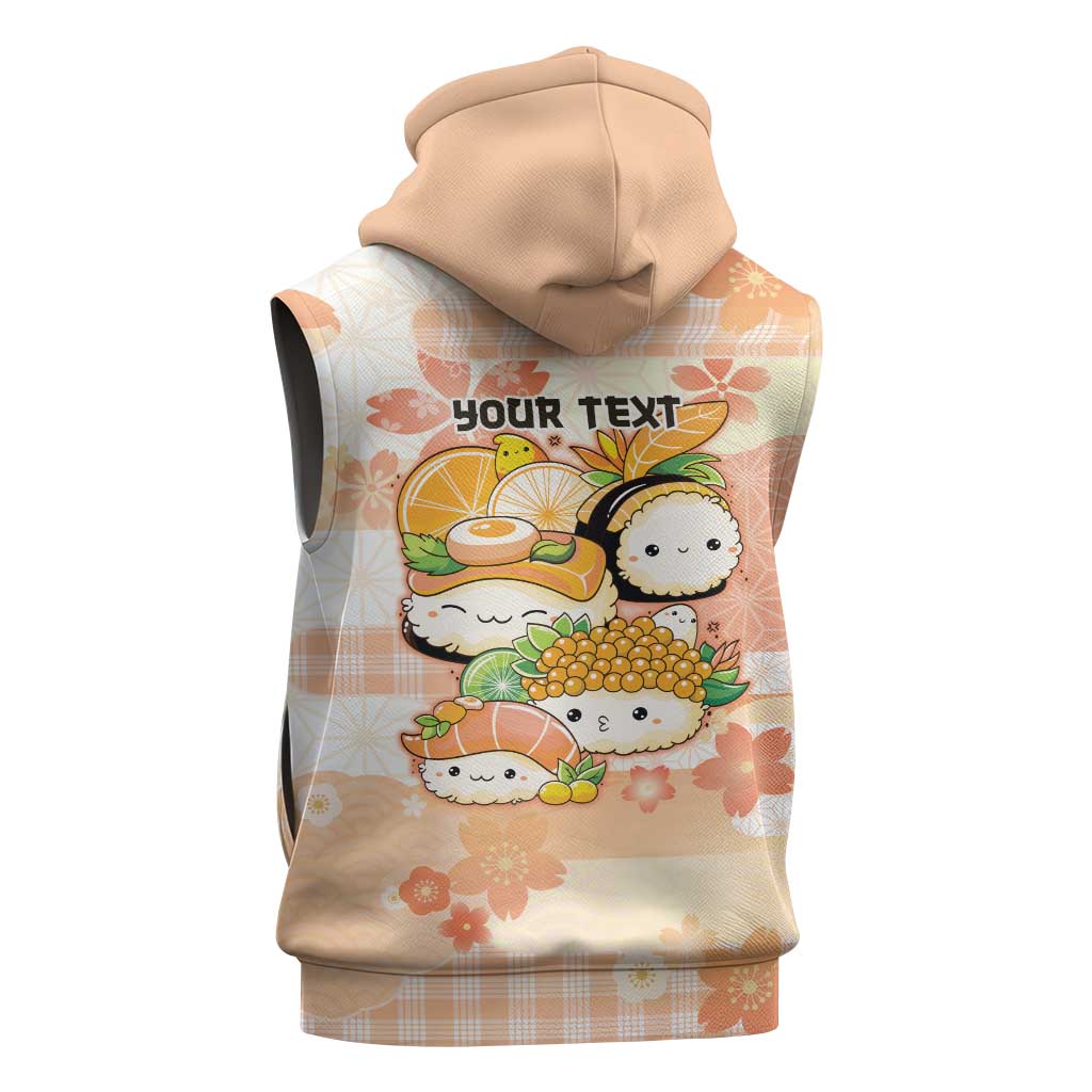 Personalized Japanese Kawaii Sushi Sleeveless Hoodie Peach Wagara Palaka This Is How I Roll LT9 - Polynesian Pride