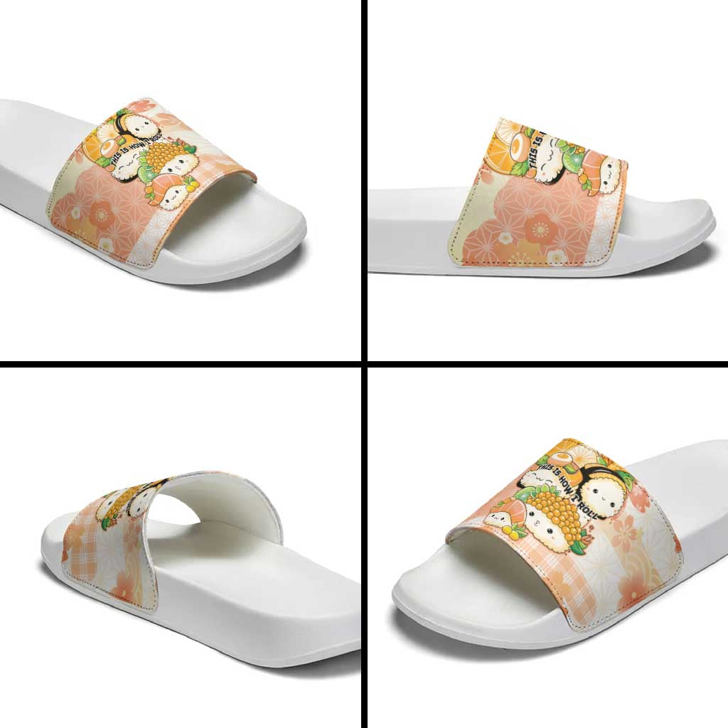 Japanese Kawaii Sushi Slide Sandals Peach Wagara Palaka This Is How I Roll LT9 - Polynesian Pride