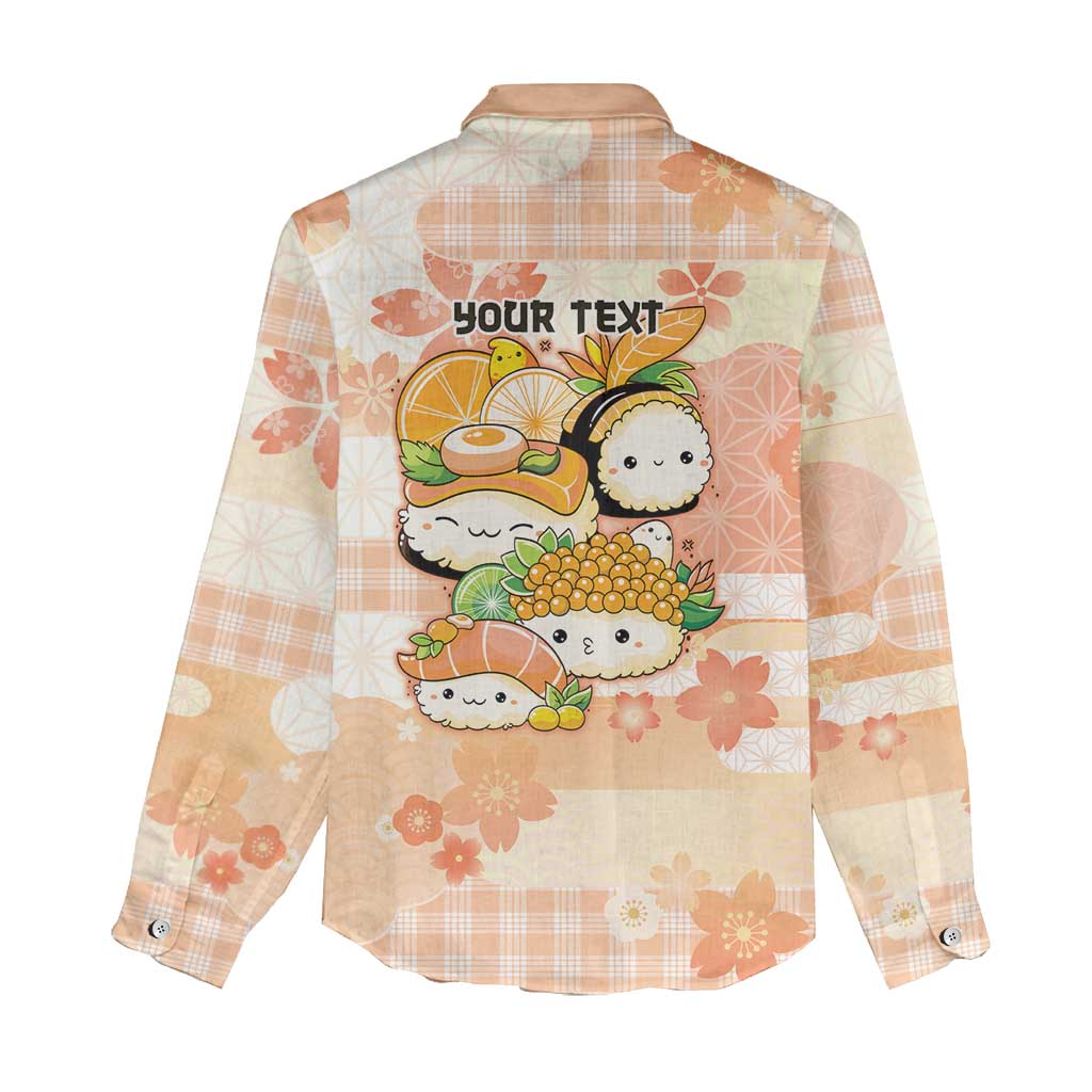 Personalized Japanese Kawaii Sushi Women Casual Shirt Peach Wagara Palaka This Is How I Roll