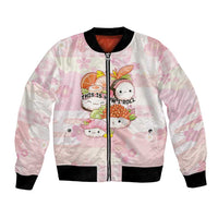 Personalized Japanese Kawaii Sushi Bomber Jacket Pink Wagara Palaka This Is How I Roll LT9 Unisex Pink - Polynesian Pride