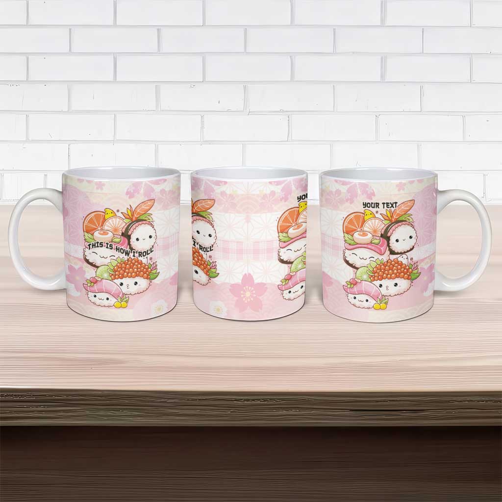 Personalized Japanese Kawaii Sushi Ceramic Mug Pink Wagara Palaka This Is How I Roll LT9 - Polynesian Pride