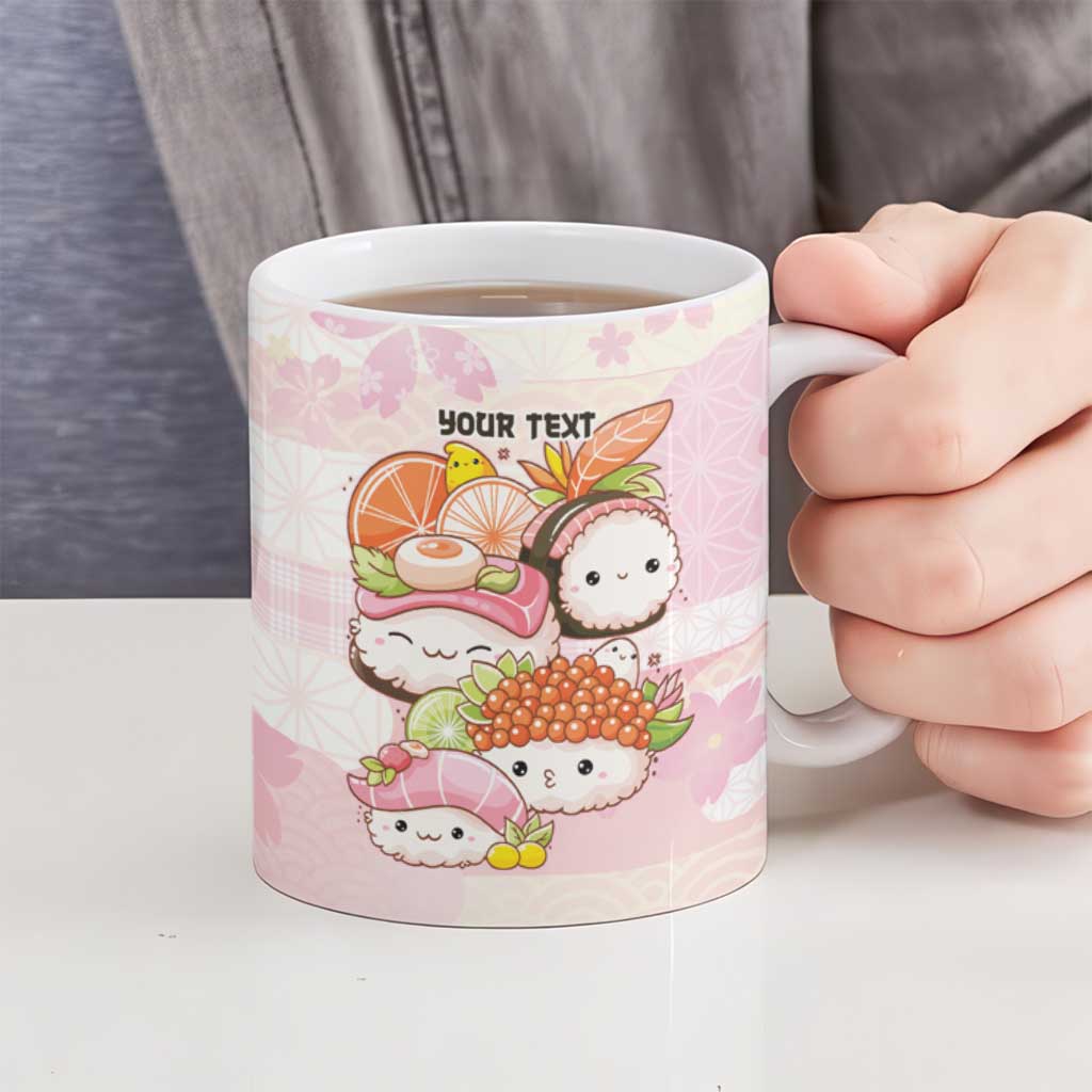 Personalized Japanese Kawaii Sushi Ceramic Mug Pink Wagara Palaka This Is How I Roll LT9 - Polynesian Pride