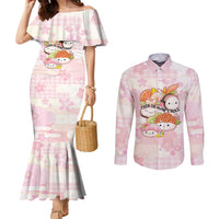 Personalized Japanese Kawaii Sushi Couples Matching Mermaid Dress and Long Sleeve Button Shirt Pink Wagara Palaka This Is How I Roll LT9 Pink - Polynesian Pride