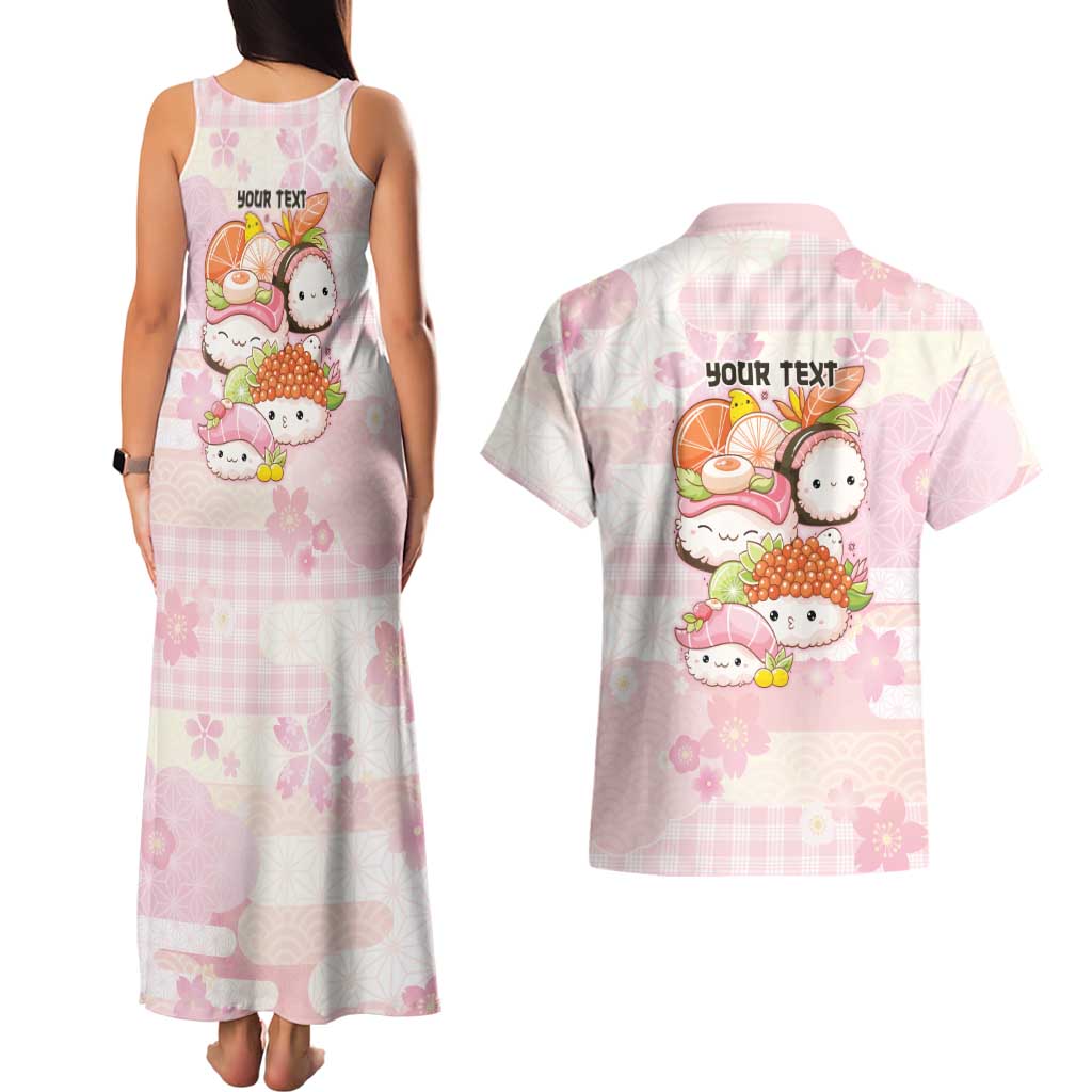 Personalized Japanese Kawaii Sushi Couples Matching Tank Maxi Dress and Hawaiian Shirt Pink Wagara Palaka This Is How I Roll