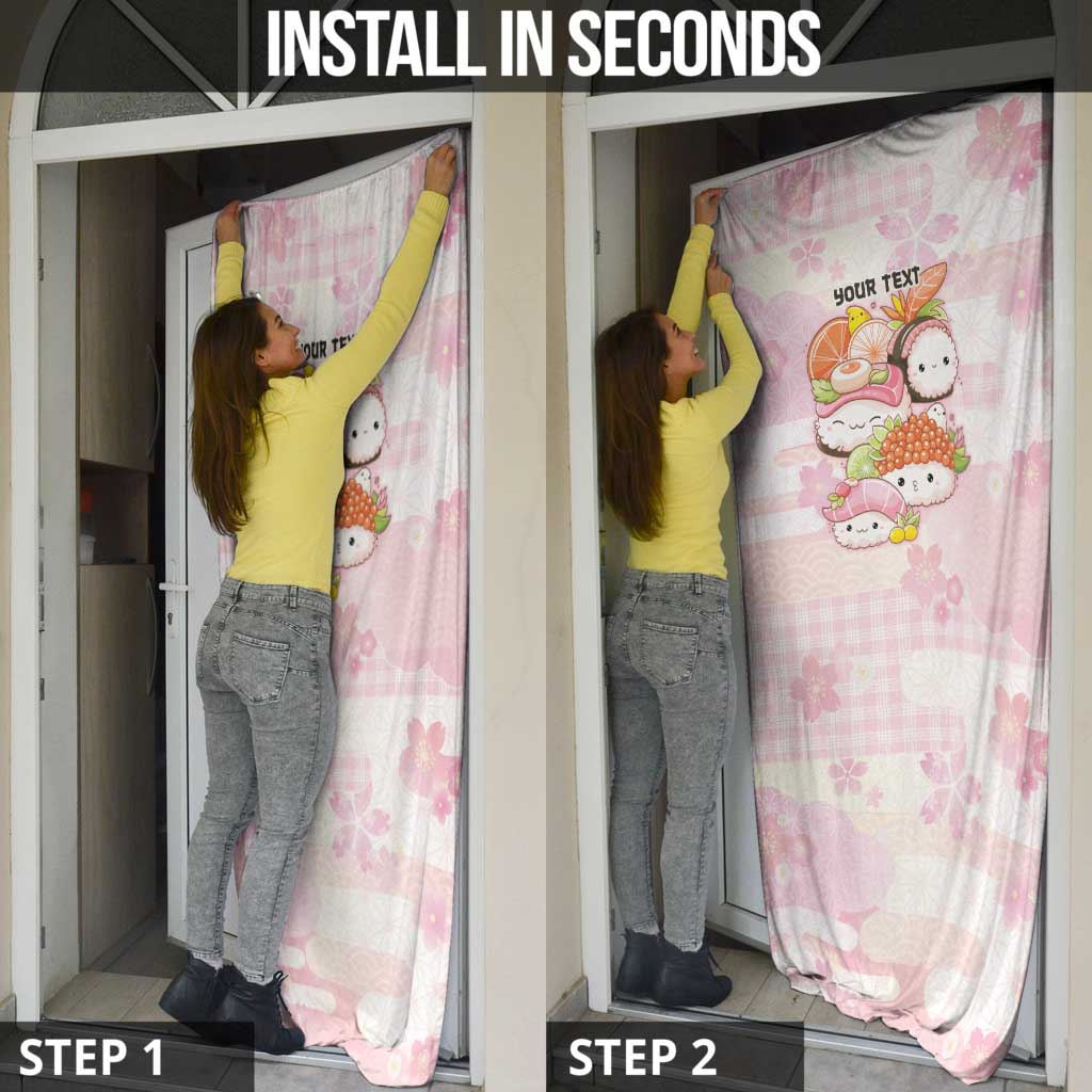 Personalized Japanese Kawaii Sushi Door Cover Pink Wagara Palaka This Is How I Roll LT9 - Polynesian Pride