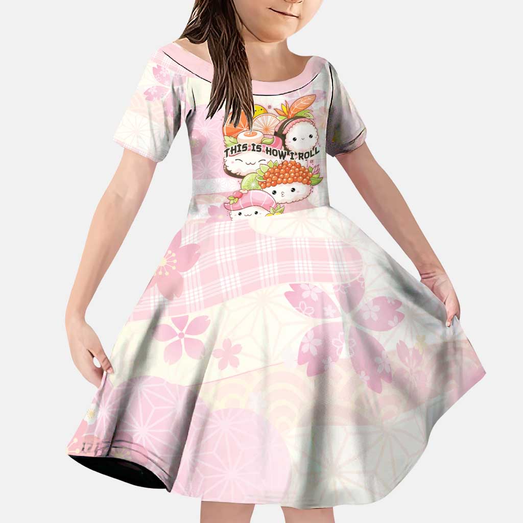 Personalized Japanese Kawaii Sushi Family Matching Off Shoulder Maxi Dress and Hawaiian Shirt Pink Wagara Palaka This Is How I Roll