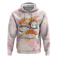 Personalized Japanese Kawaii Sushi Hoodie Pink Wagara Palaka This Is How I Roll LT9 Pullover Hoodie Pink - Polynesian Pride