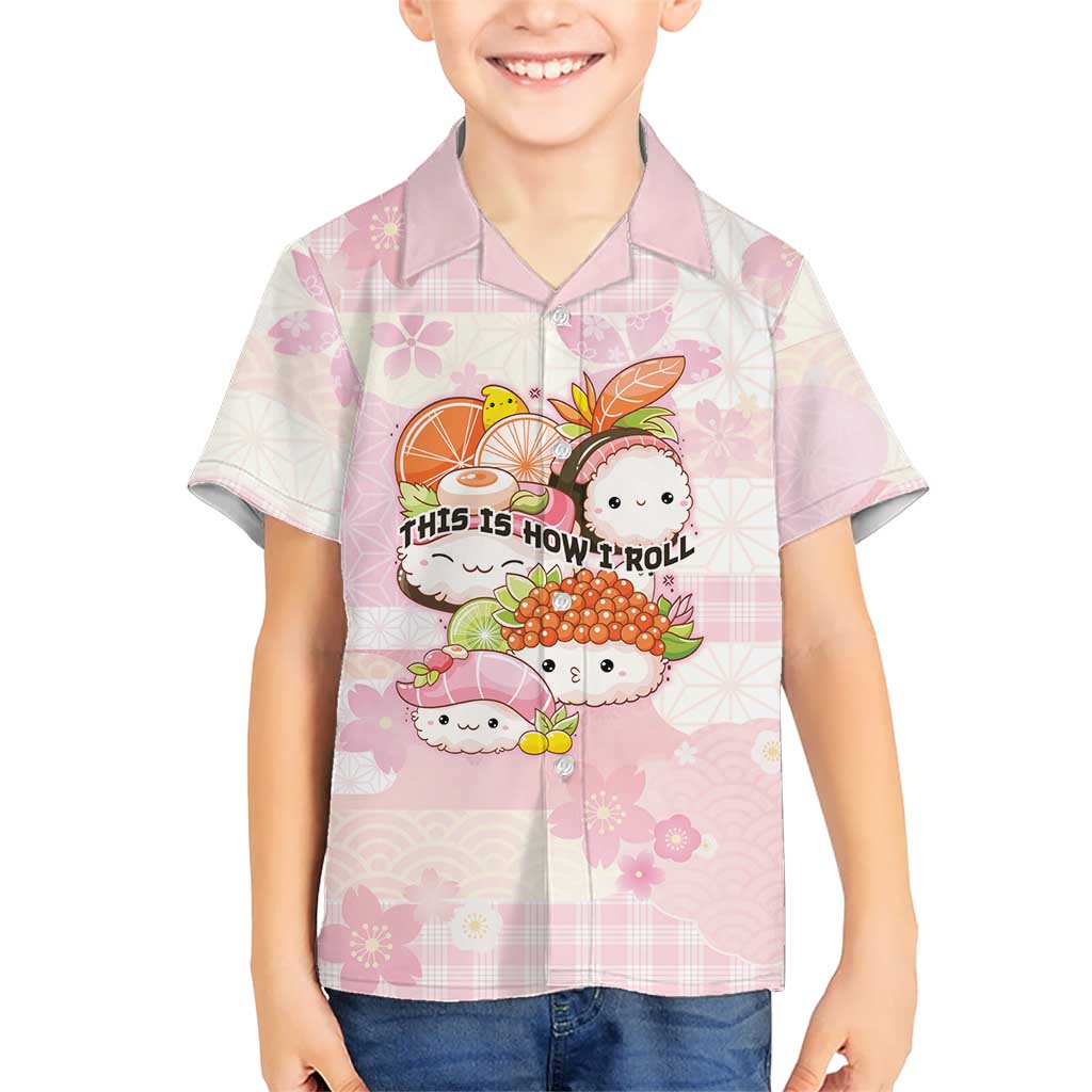Personalized Japanese Kawaii Sushi Kid Hawaiian Shirt Pink Wagara Palaka This Is How I Roll