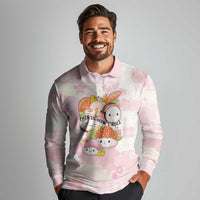 Personalized Japanese Kawaii Sushi Long Sleeve Polo Shirt Pink Wagara Palaka This Is How I Roll