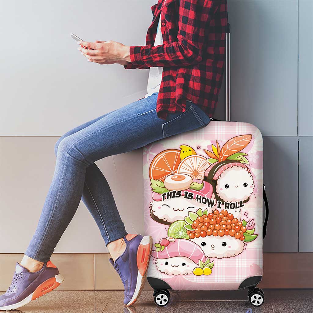 Japanese Kawaii Sushi Luggage Cover Pink Wagara Palaka This Is How I Roll LT9 - Polynesian Pride