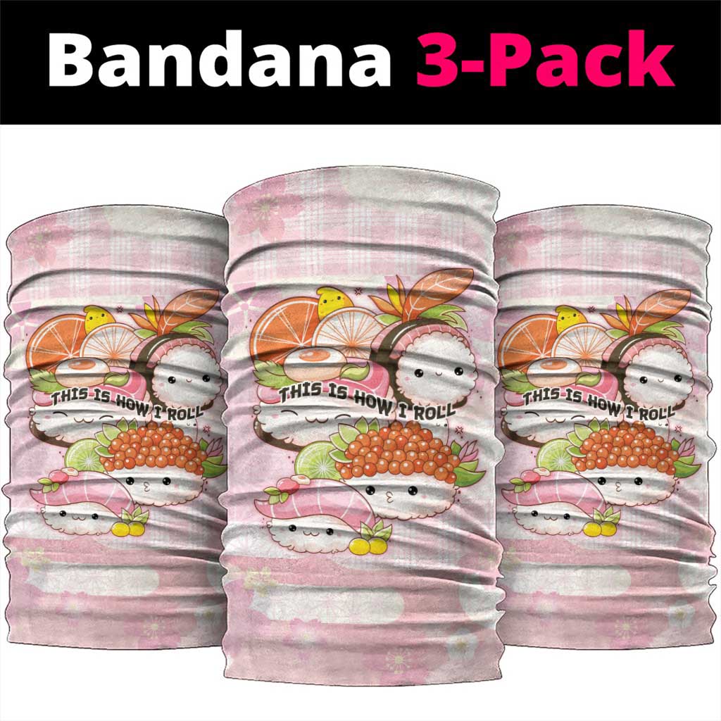 Japanese Kawaii Sushi Neck Gaiter Pink Wagara Palaka This Is How I Roll