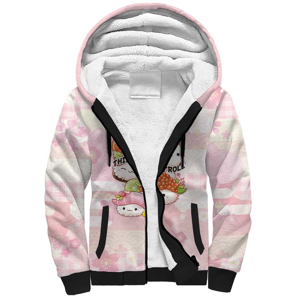 Personalized Japanese Kawaii Sushi Sherpa Hoodie Pink Wagara Palaka This Is How I Roll