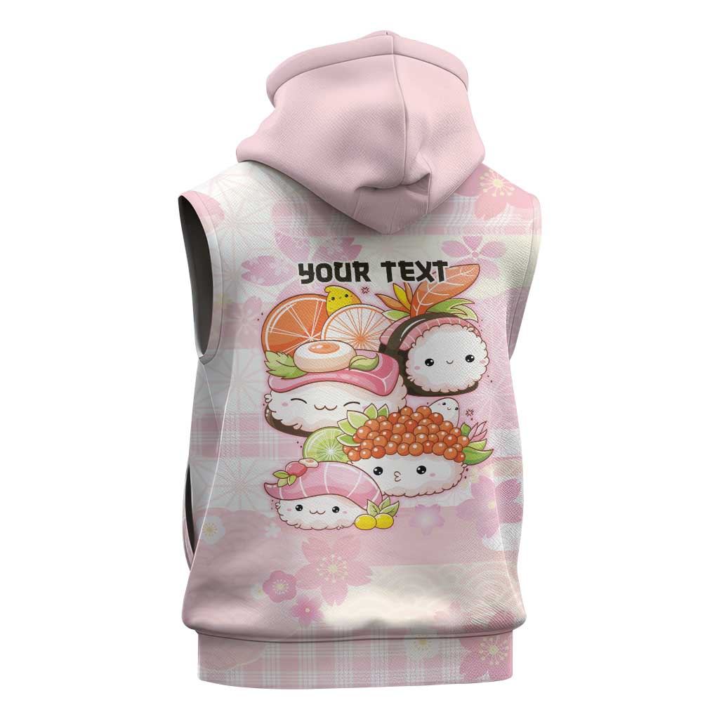 Personalized Japanese Kawaii Sushi Sleeveless Hoodie Pink Wagara Palaka This Is How I Roll