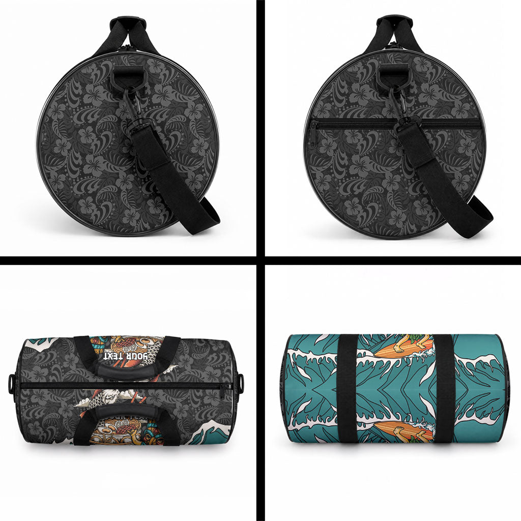 Personalized Japanese Koi Fish Ramen Duffle Bag Tiki Surfing Wagara Hibiscus Pattern LT9 - Polynesian Pride