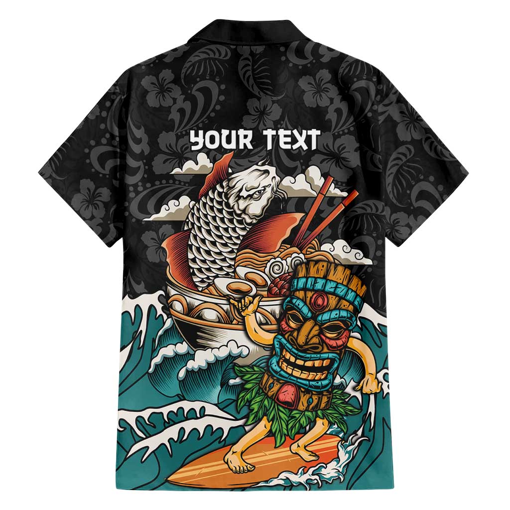 Personalized Japanese Koi Fish Ramen Family Matching Long Sleeve Bodycon Dress and Hawaiian Shirt Tiki Surfing Wagara Hibiscus Pattern