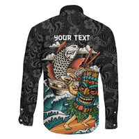 Personalized Japanese Koi Fish Ramen Family Matching Puletasi and Hawaiian Shirt Tiki Surfing Wagara Hibiscus Pattern