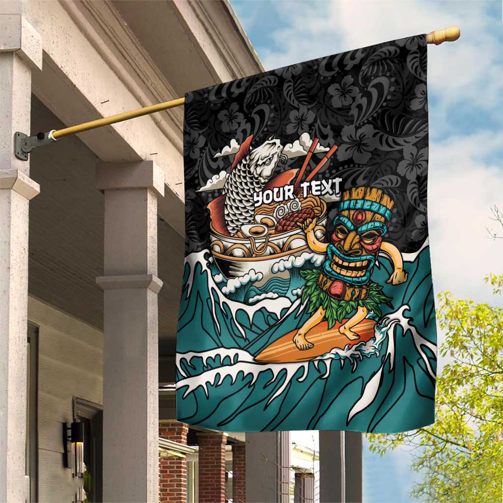 Personalized Japanese Koi Fish Ramen Garden Flag Tiki Surfing Wagara Hibiscus Pattern