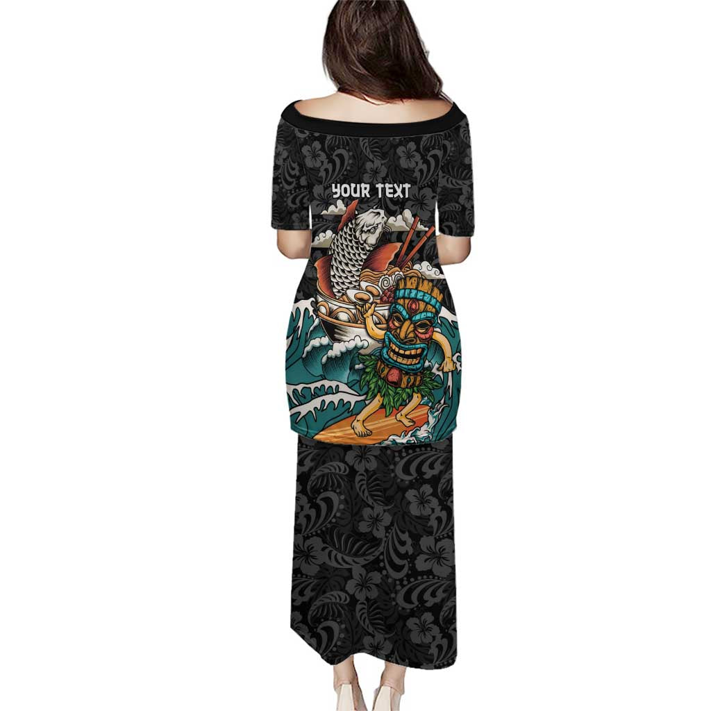 Personalized Japanese Koi Fish Ramen Puletasi Tiki Surfing Wagara Hibiscus Pattern LT9 - Polynesian Pride