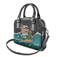 Personalized Japanese Koi Fish Ramen Shoulder Handbag Tiki Surfing Wagara Hibiscus Pattern