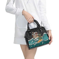 Personalized Japanese Koi Fish Ramen Shoulder Handbag Tiki Surfing Wagara Hibiscus Pattern