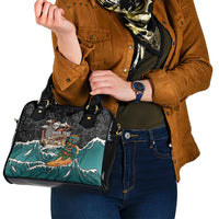 Personalized Japanese Koi Fish Ramen Shoulder Handbag Tiki Surfing Wagara Hibiscus Pattern