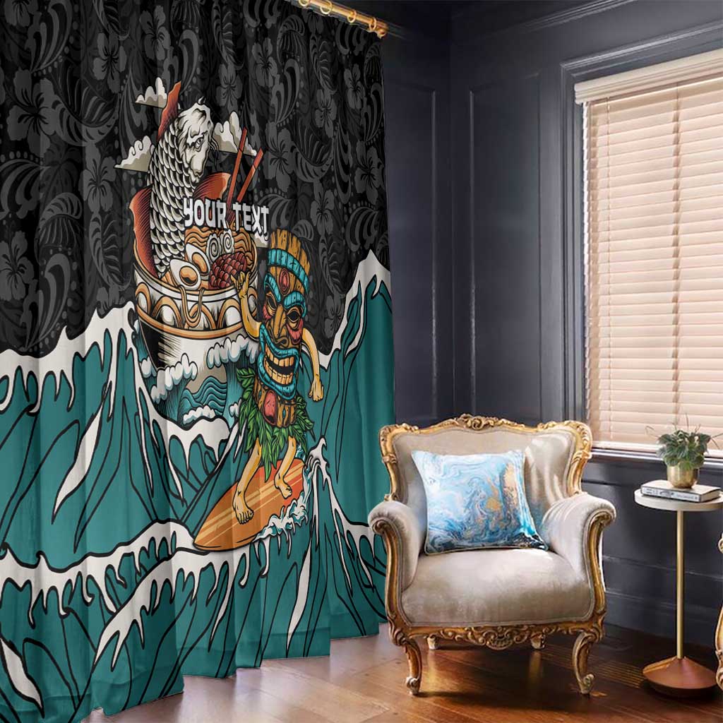 Personalized Japanese Koi Fish Ramen Window Curtain Tiki Surfing Wagara Hibiscus Pattern LT9 - Polynesian Pride