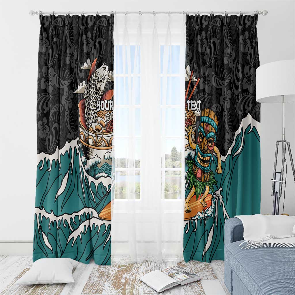 Personalized Japanese Koi Fish Ramen Window Curtain Tiki Surfing Wagara Hibiscus Pattern LT9 - Polynesian Pride