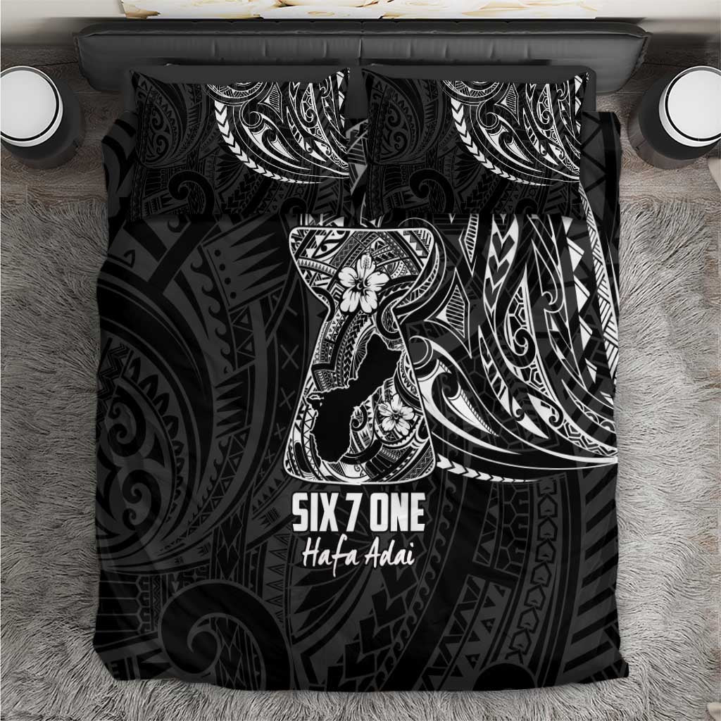 Black Guam Latte Stone Tribal Tattoo Bedding Set Hafa Adai Six 7 One