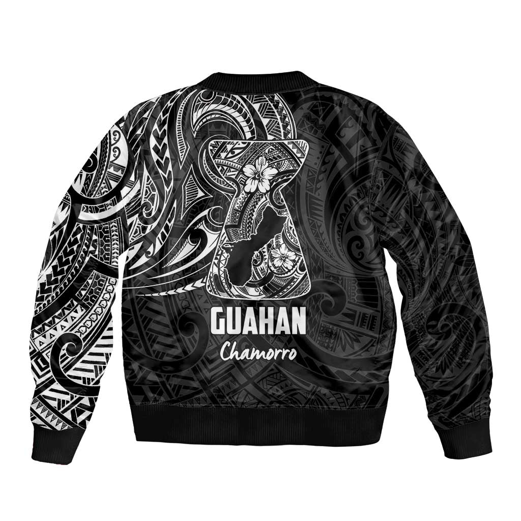 Black Guam Latte Stone Tribal Tattoo Bomber Jacket Hafa Adai Six 7 One