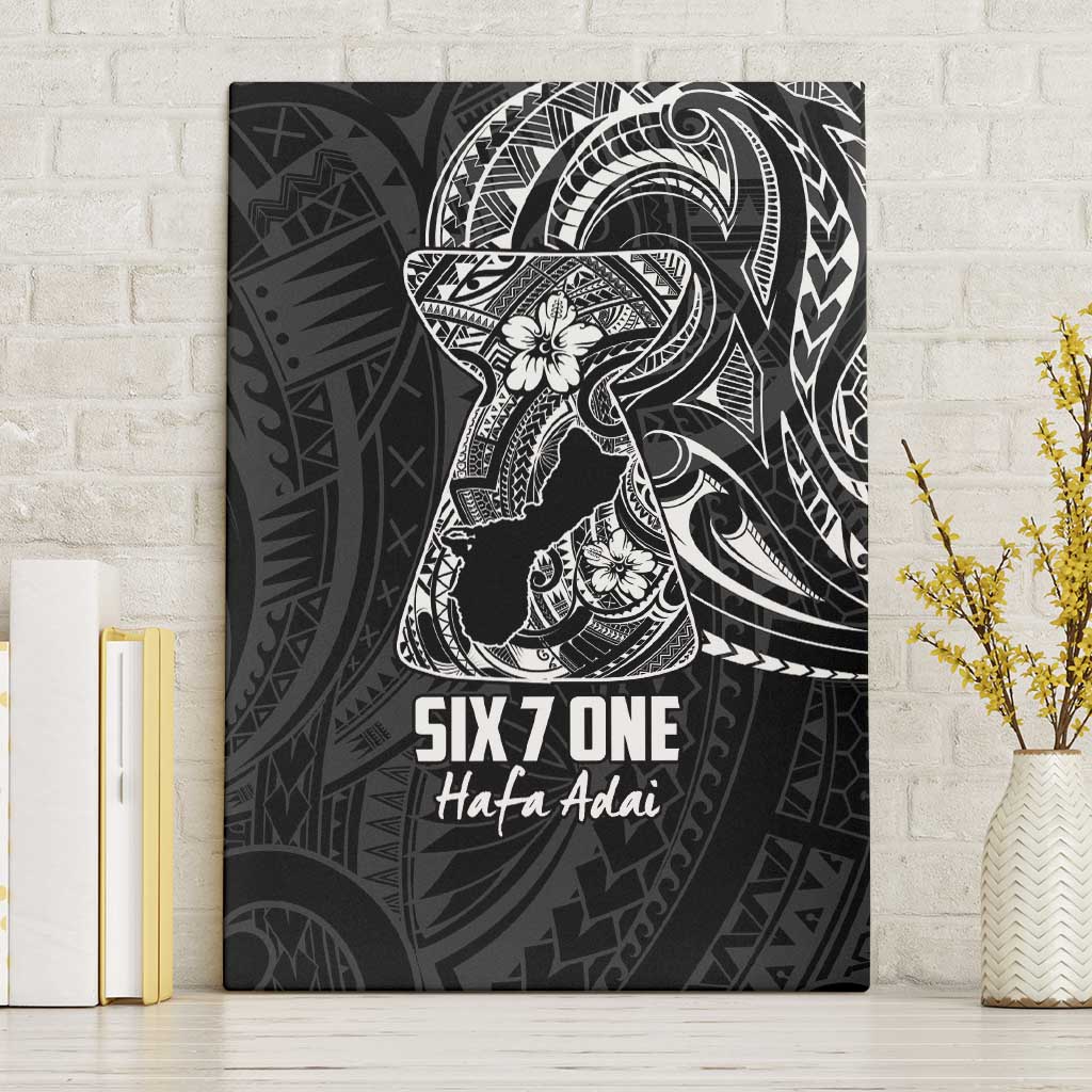 Black Guam Latte Stone Tribal Tattoo Canvas Wall Art Hafa Adai Six 7 One