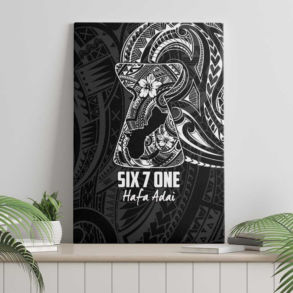 Black Guam Latte Stone Tribal Tattoo Canvas Wall Art Hafa Adai Six 7 One