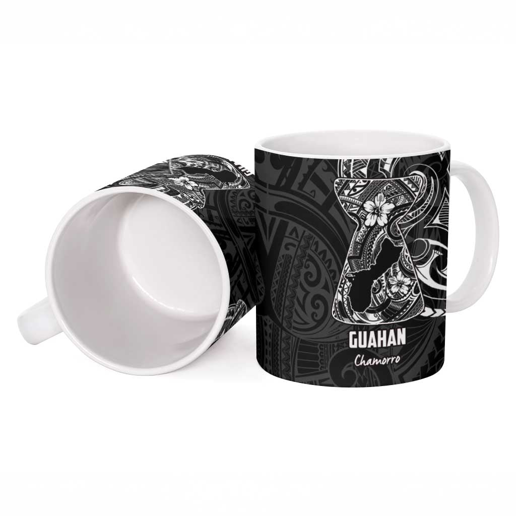 Black Guam Latte Stone Tribal Tattoo Ceramic Mug Hafa Adai Six 7 One - Polynesian Pride