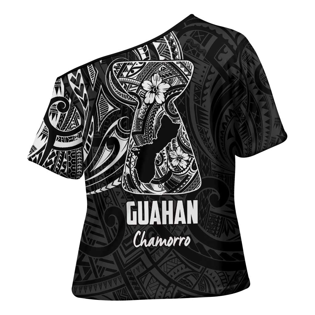 Black Guam Latte Stone Tribal Tattoo Cross Shoulder Shirt Hafa Adai Six 7 One - Polynesian Pride